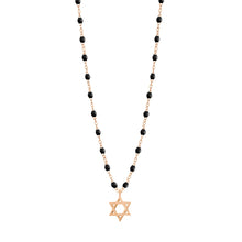 Gigi Clozeau - Collier noir Etoile de David, or rose, 42 cm