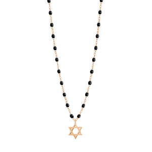 Gigi Clozeau - Collier noir Etoile de David, or rose, 42 cm