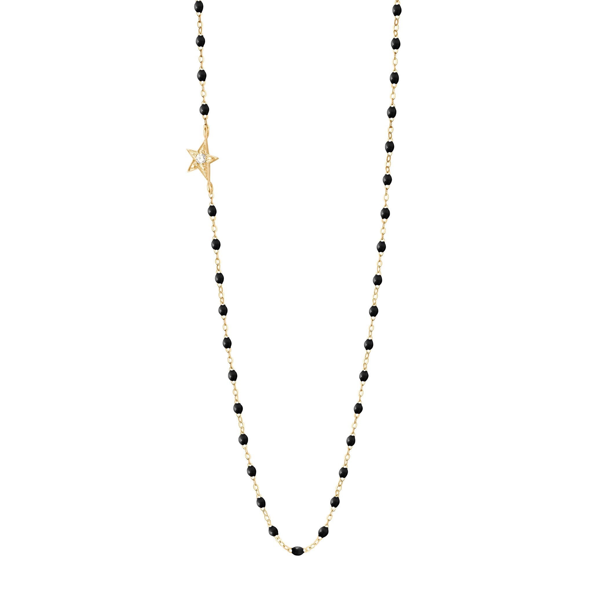 Gigi Clozeau - Collier noir Etoile, diamant, or jaune, 42 cm