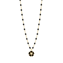 Gigi Clozeau - Collier noir Fleur, diamant, or jaune, 42 cm