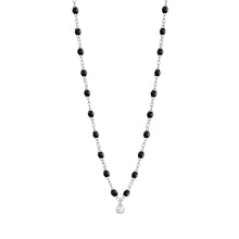 Gigi Clozeau - Collier noir Gigi Suprême, or blanc, 1 diamant, 42 cm