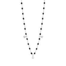 Gigi Clozeau - Collier noir Gigi Suprême, or blanc, 3 diamants, 45 cm