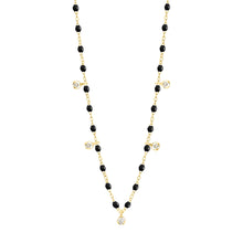 Gigi Clozeau - Collier noir Gigi Suprême, or jaune, 5 diamants, 45 cm