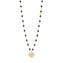 Gigi Clozeau - Collier noir In Love, diamants, or jaune, 42 cm