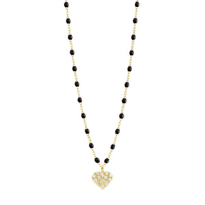 Gigi Clozeau - Collier noir In Love, diamants, or jaune, 42 cm