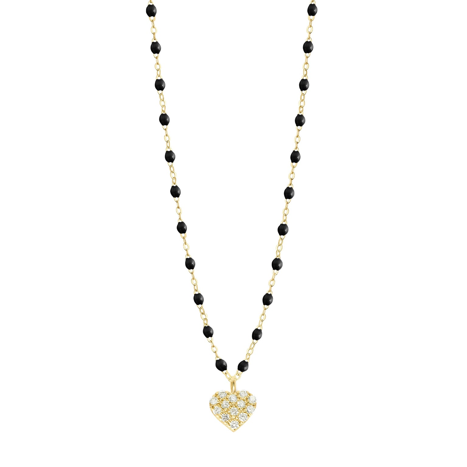 Gigi Clozeau - Collier noir In Love, diamants, or jaune, 42 cm