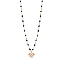 Gigi Clozeau - Collier noir In Love, diamants, or rose, 42 cm