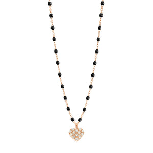 Gigi Clozeau - Collier noir In Love, diamants, or rose, 42 cm