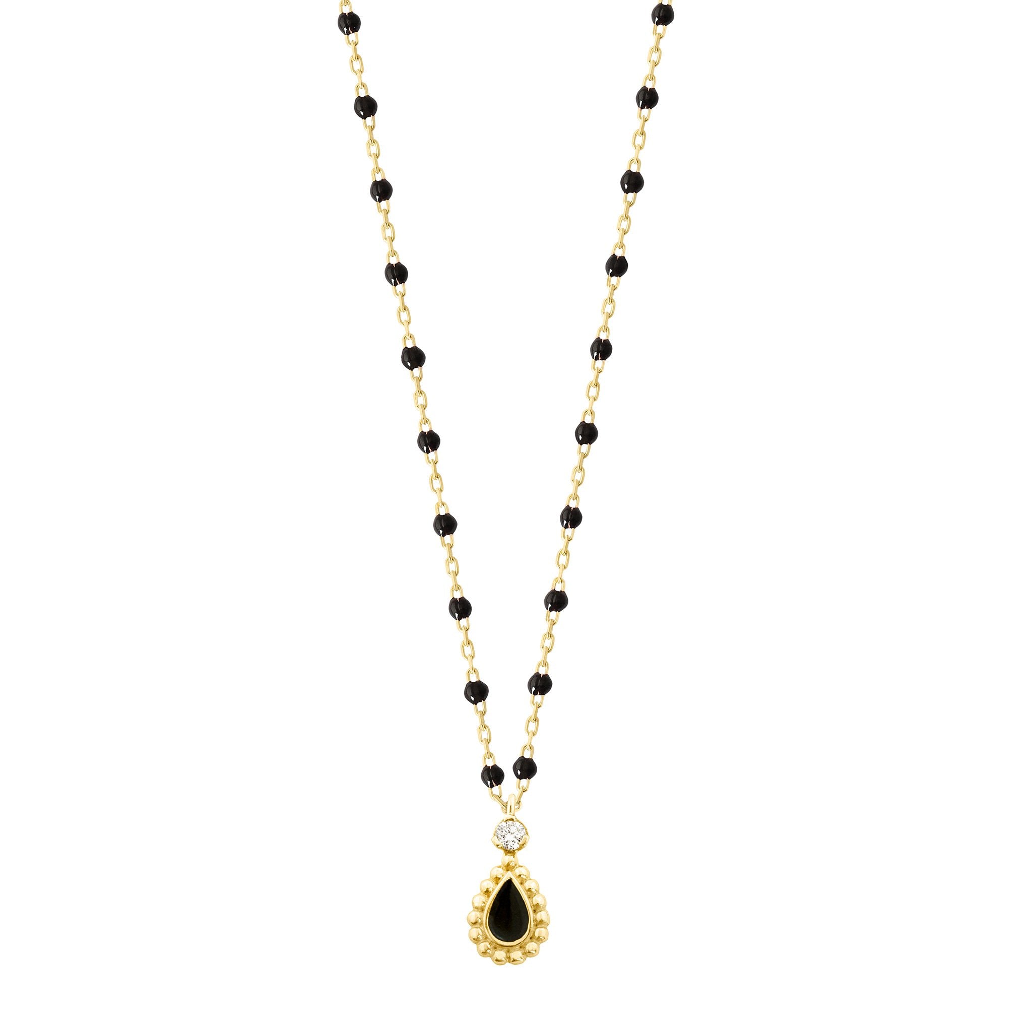 Gigi Clozeau - Collier noir Lucky Cashmere, diamant, or jaune, 42 cm