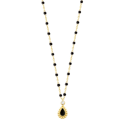 Gigi Clozeau - Collier noir Lucky Cashmere, diamant, or jaune, 42 cm