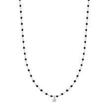 Gigi Clozeau - Collier noir Mini Gigi, or blanc, 1 diamant, 40 cm