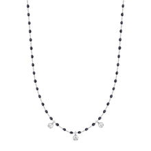 Gigi Clozeau - Collier noir Mini Gigi, or blanc, 3 diamants, 42 cm