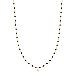 Gigi Clozeau - Collier noir Mini Gigi, or jaune, 1 diamant, 40 cm