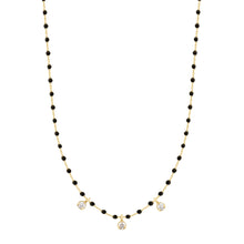 Gigi Clozeau - Collier noir Mini Gigi, or jaune, 3 diamants, 42 cm