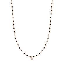 Gigi Clozeau - Collier noir Mini Gigi, or rose, 1 diamant, 40 cm
