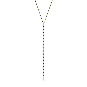 Gigi Clozeau - Collier noir Mini Gigi party Y, or jaune, 1 diamant, 50 cm