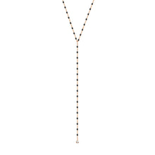 Gigi Clozeau - Collier noir Mini Gigi party Y, or rose, 1 diamant, 50 cm