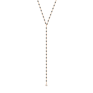 Gigi Clozeau - Collier noir Mini Gigi party Y, or rose, 1 diamant, 50 cm