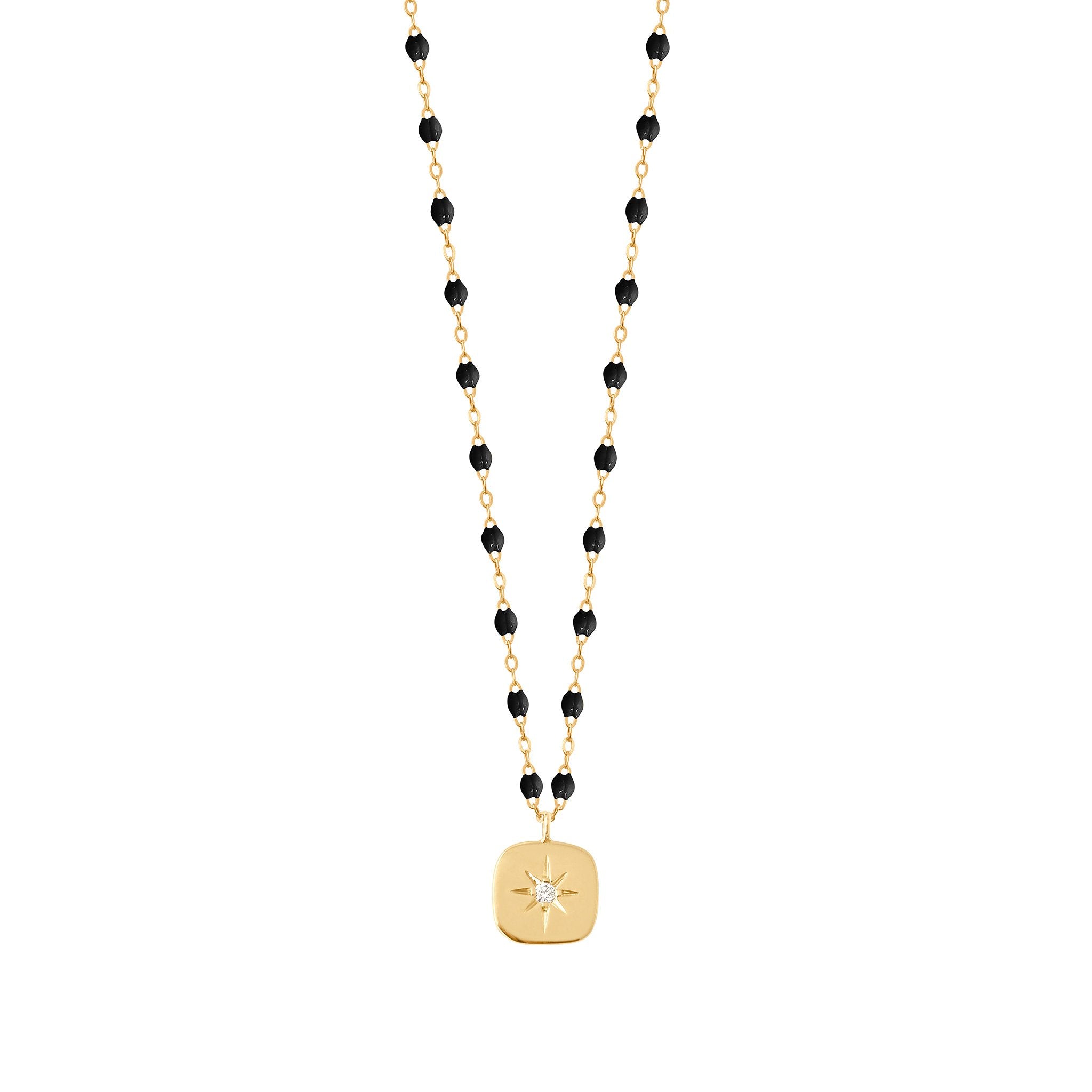 Gigi Clozeau - Collier noir Miss Gigi diamant, or jaune, 42 cm