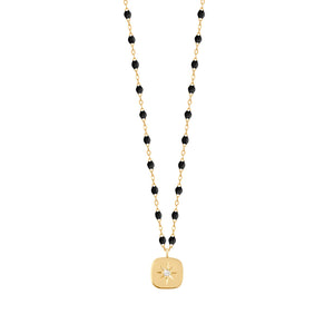 Gigi Clozeau - Collier noir Miss Gigi diamant, or jaune, 42 cm