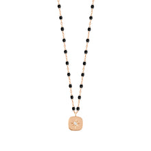 Gigi Clozeau - Collier noir Miss Gigi diamant, or rose, 42 cm