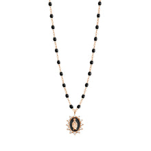 Gigi Clozeau - Collier noir Petite Madone Suprême diamants, or rose, 42 cm