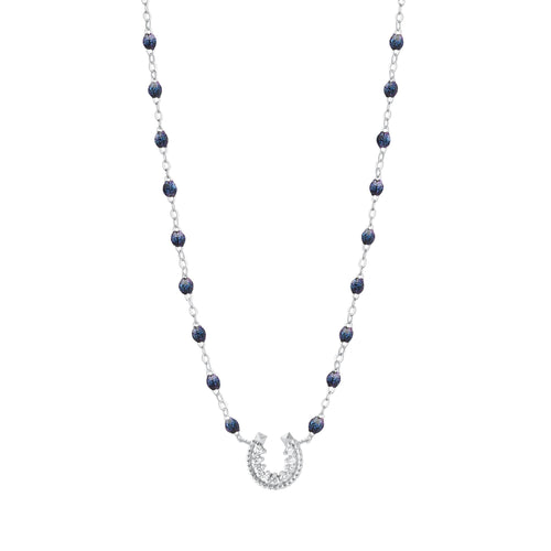 Gigi Clozeau - Collier nuit Fer à cheval, diamants, or blanc, 42 cm
