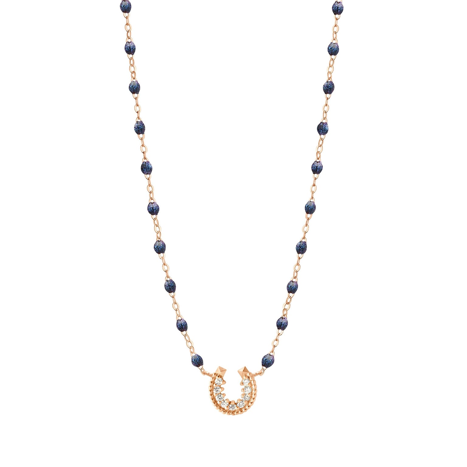 Gigi Clozeau - Collier nuit Fer à cheval, diamants, or rose, 42 cm