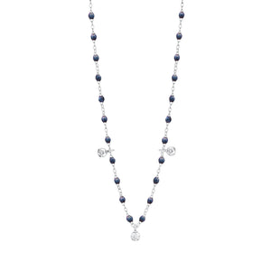Gigi Clozeau - Collier nuit Gigi Suprême, or blanc, 3 diamants, 45 cm