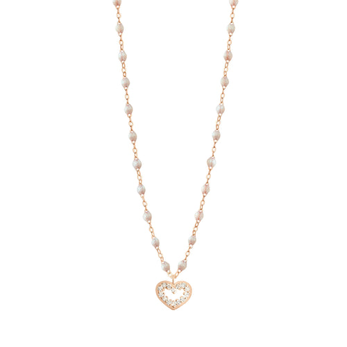 Gigi Clozeau - Collier opale Cœur Suprême, diamants, or rose, 42 cm