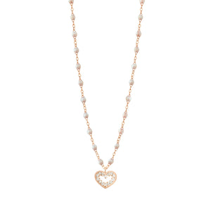 Gigi Clozeau - Collier opale Cœur Suprême, diamants, or rose, 42 cm