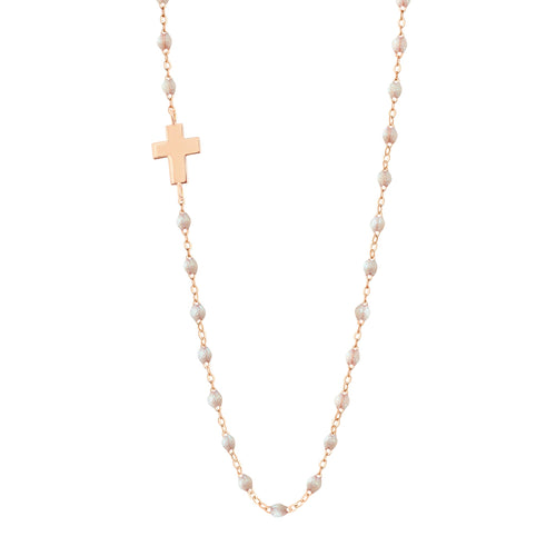 Gigi Clozeau - Collier opale Croix de côté, or rose, 42 cm