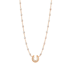 Gigi Clozeau - Collier opale Fer à cheval, diamants, or rose, 42 cm