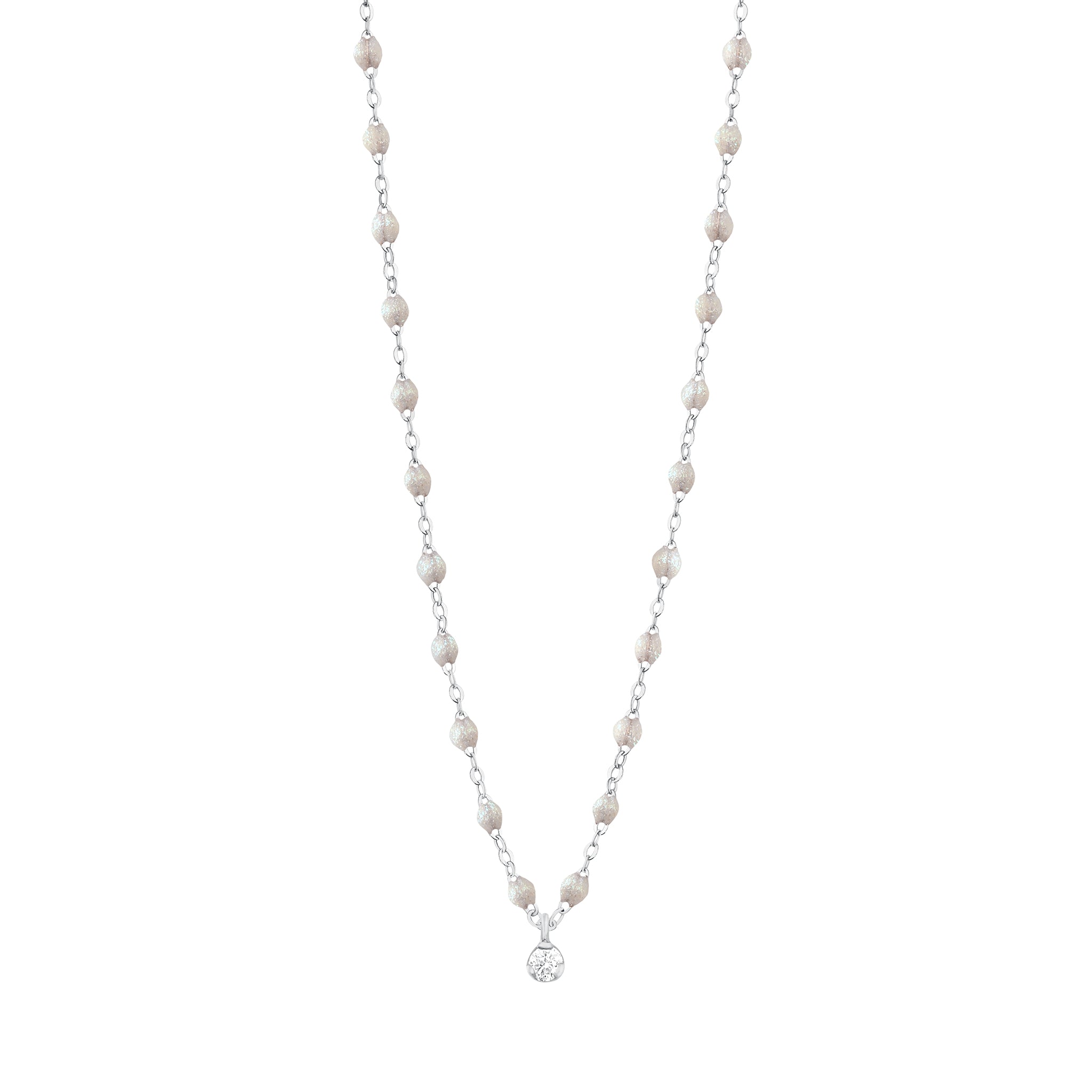 Gigi Clozeau - Collier opale Gigi Suprême, or blanc, 1 diamant, 42 cm