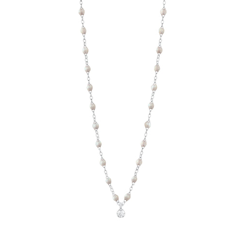 Gigi Clozeau - Collier opale Gigi Suprême, or blanc, 1 diamant, 42 cm