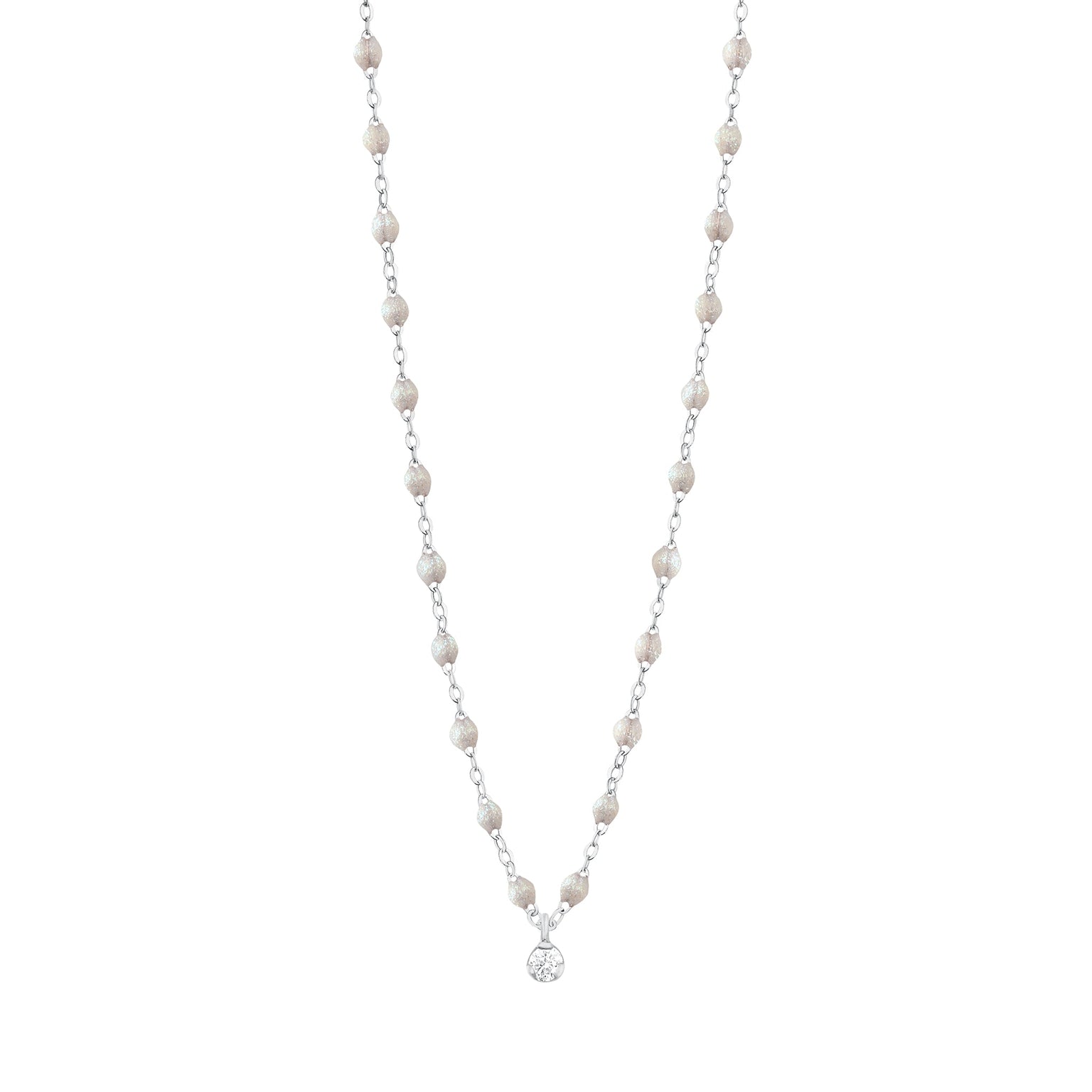 Gigi Clozeau - Collier opale Gigi Suprême, or blanc, 1 diamant, 42 cm