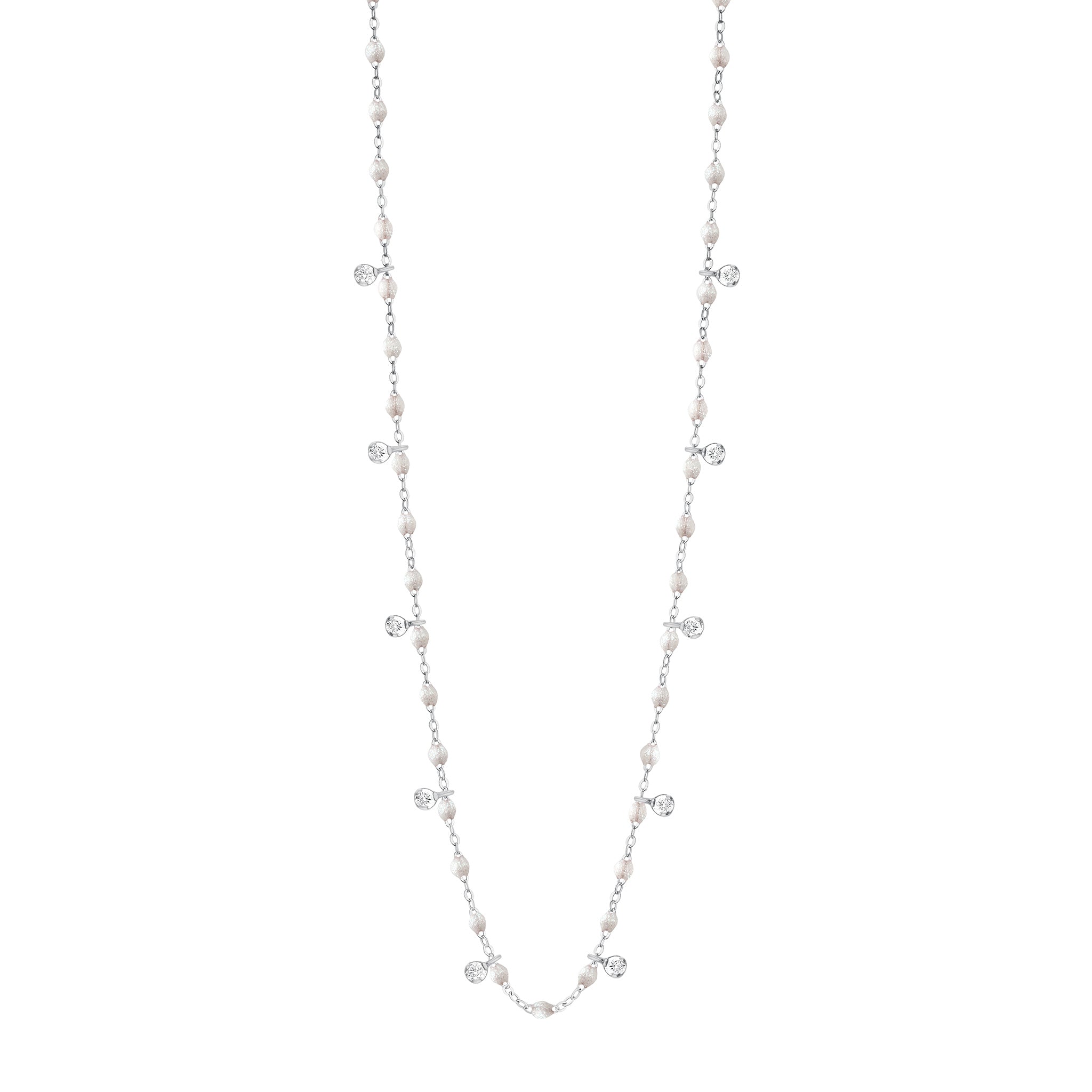 Gigi Clozeau - Collier opale Gigi Suprême, or blanc, 10 diamants, 60 cm
