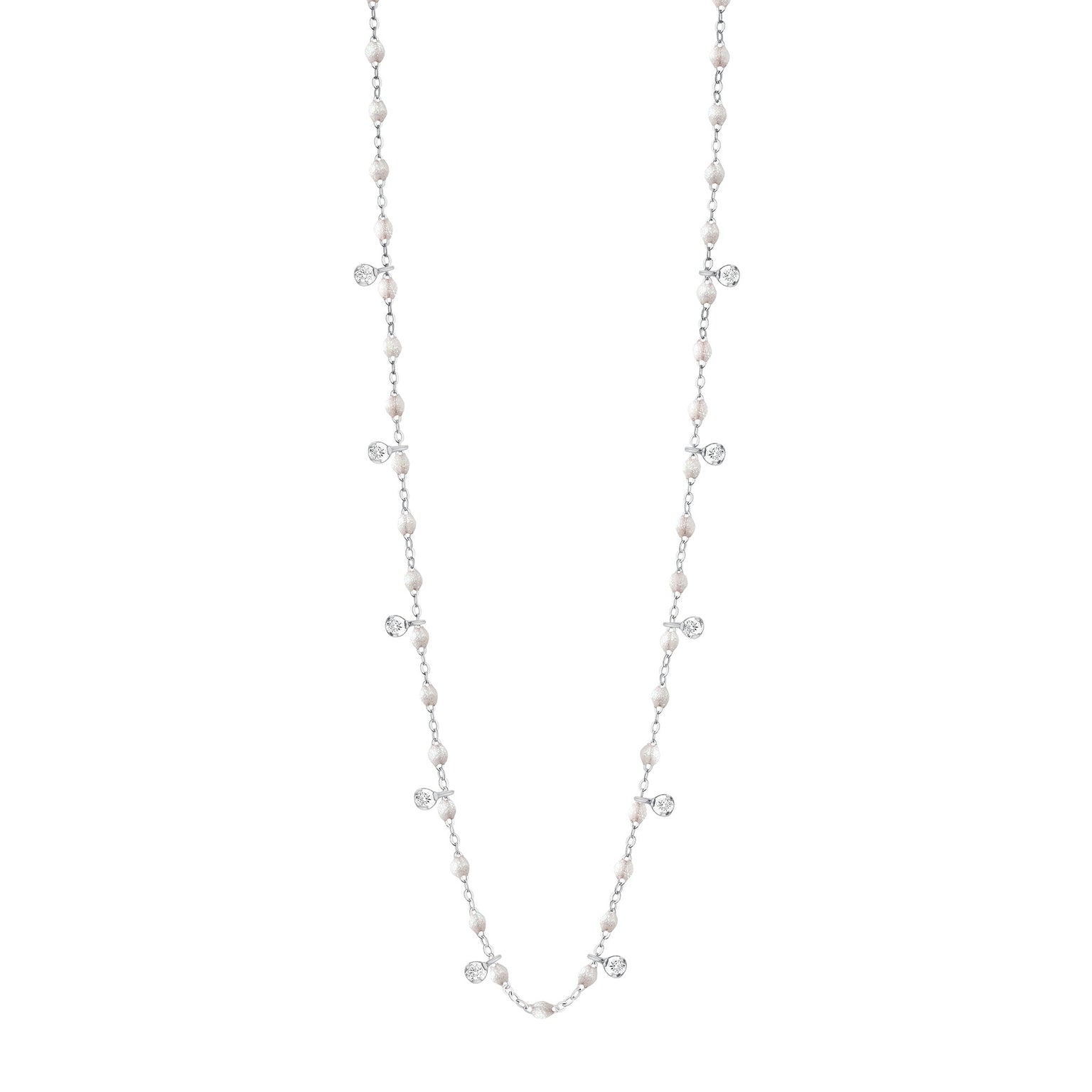 Gigi Clozeau - Collier opale Gigi Suprême, or blanc, 10 diamants, 60 cm