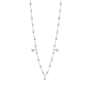 Gigi Clozeau - Collier opale Gigi Suprême, or blanc, 3 diamants, 45 cm