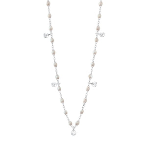 Gigi Clozeau - Collier opale Gigi Suprême, or blanc, 5 diamants, 45 cm