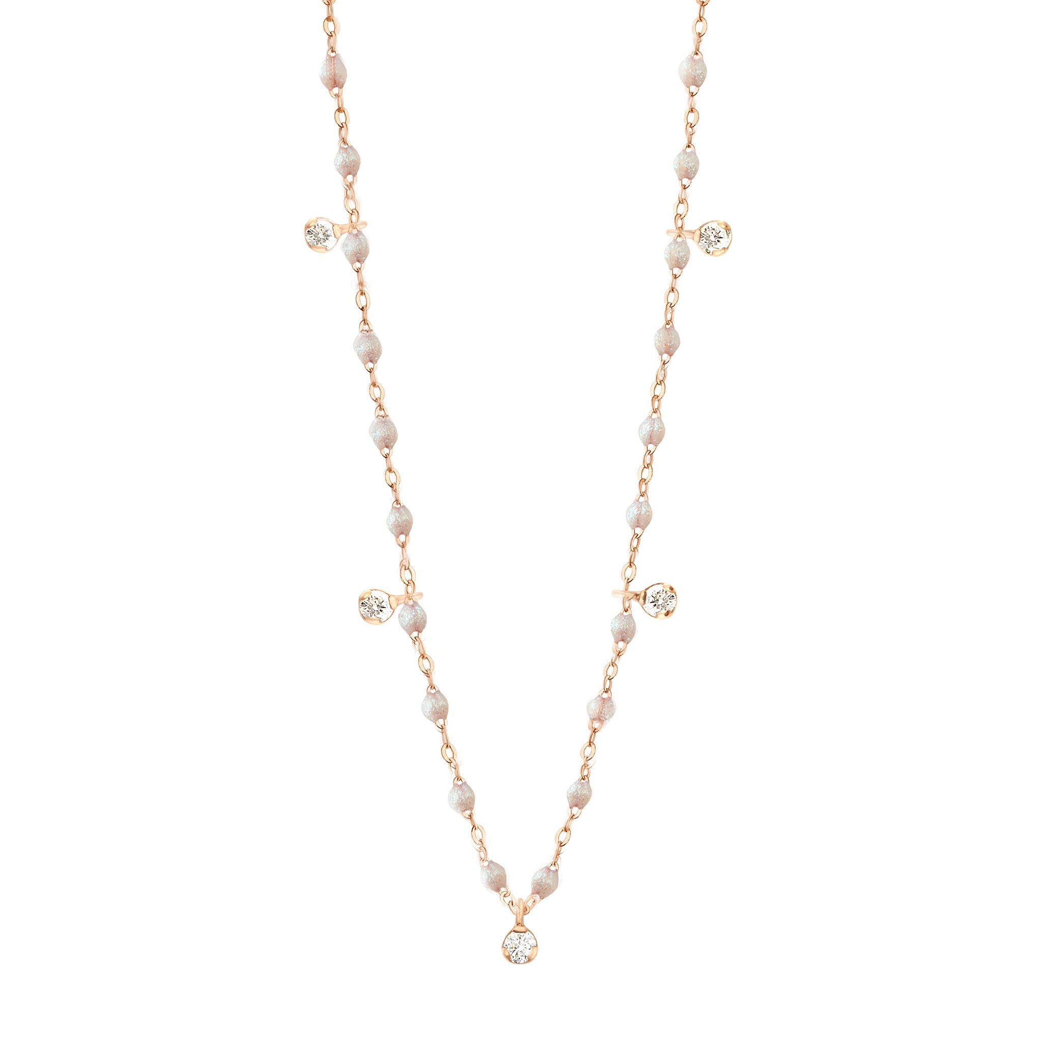 Gigi Clozeau - Collier opale Gigi Suprême, or rose, 5 diamants, 45 cm