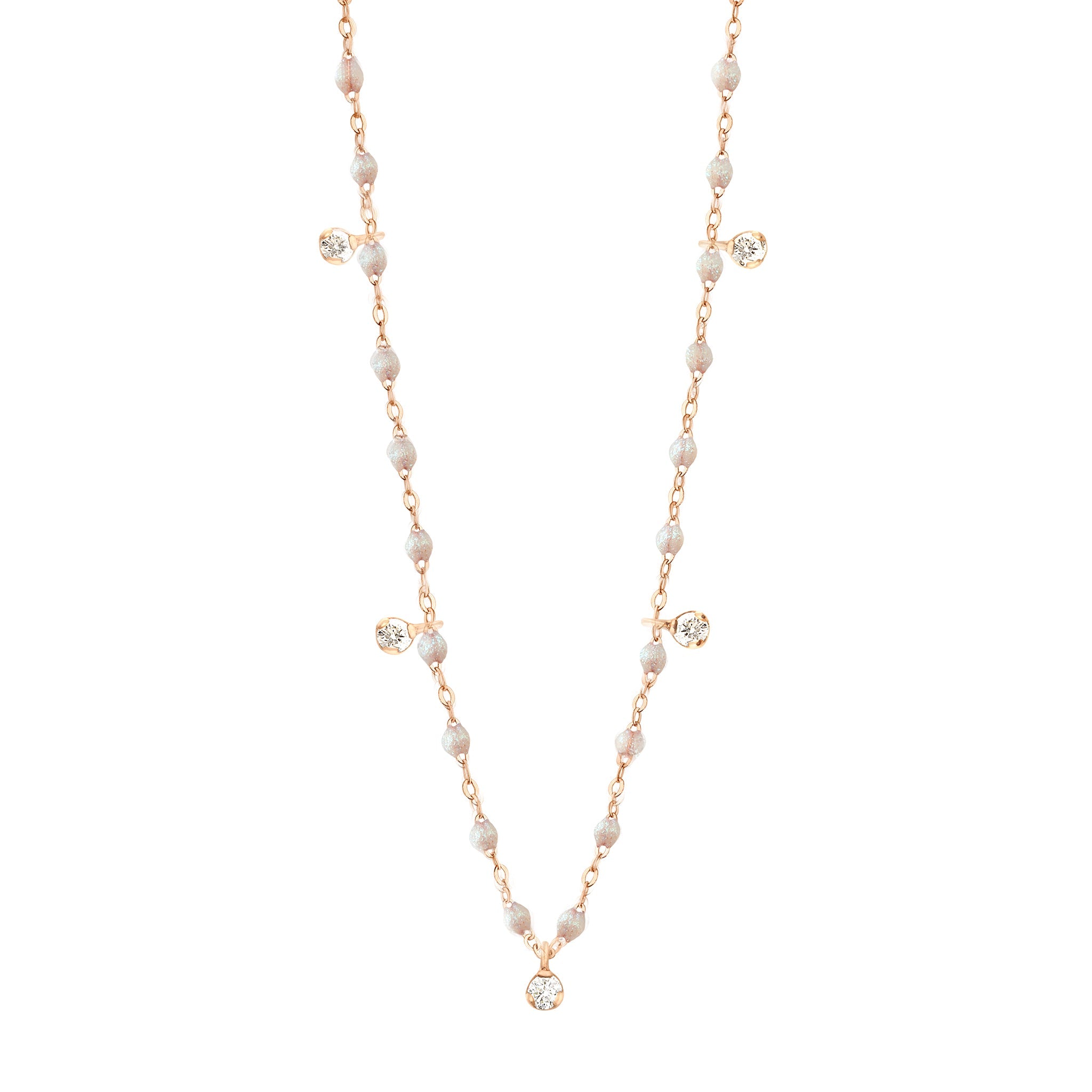 Gigi Clozeau - Collier opale Gigi Suprême, or rose, 5 diamants, 45 cm