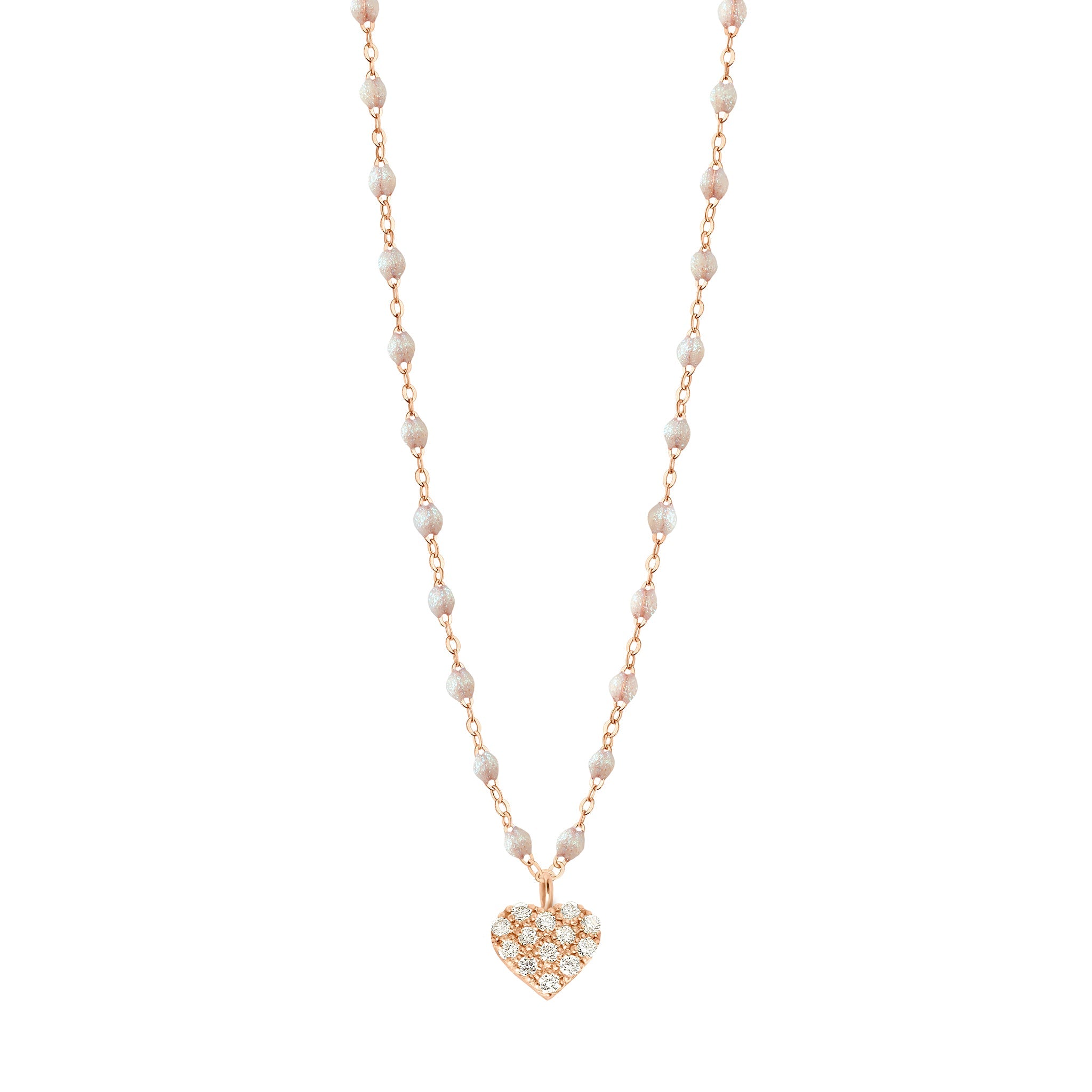 Gigi Clozeau - Collier opale In Love, diamants, or rose, 42 cm