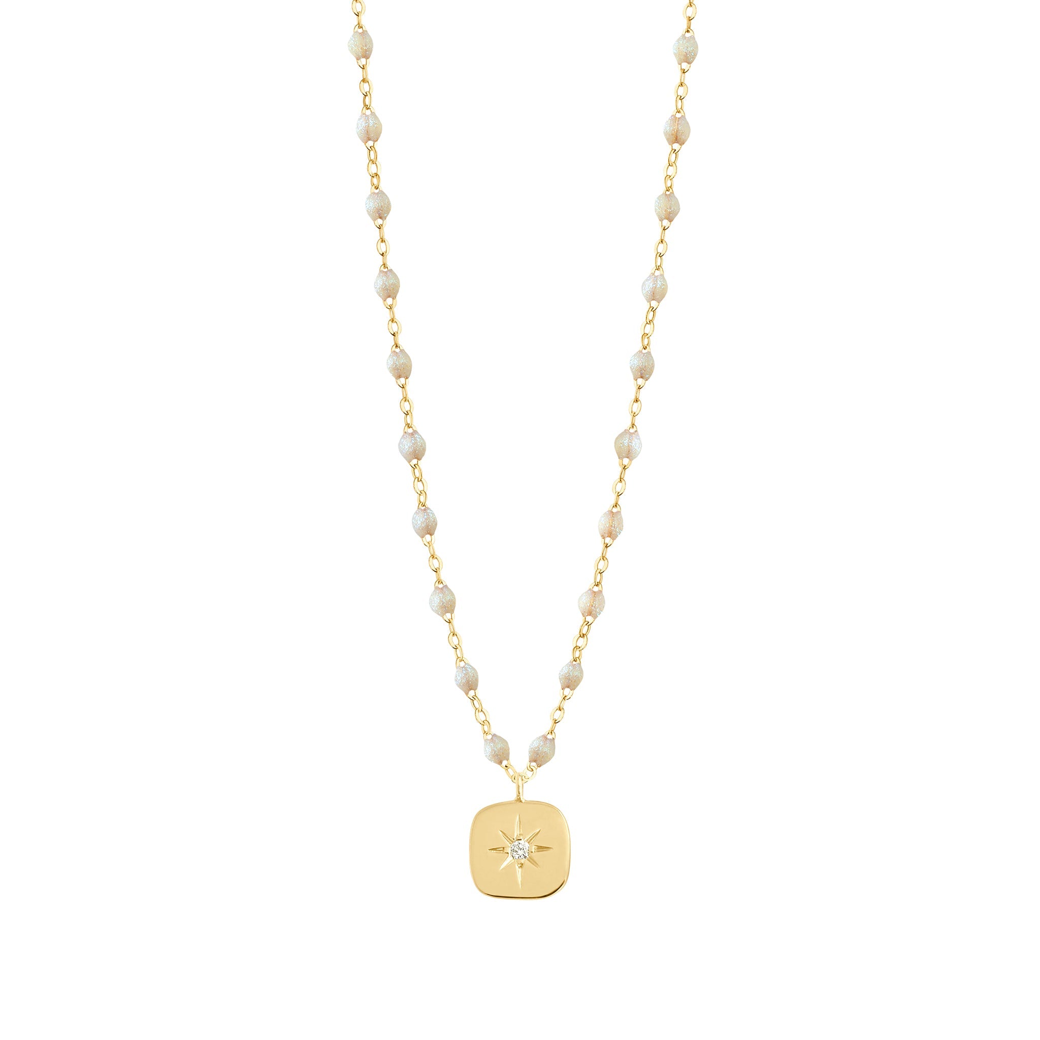 Gigi Clozeau - Collier opale Miss Gigi diamant, or jaune, 42 cm