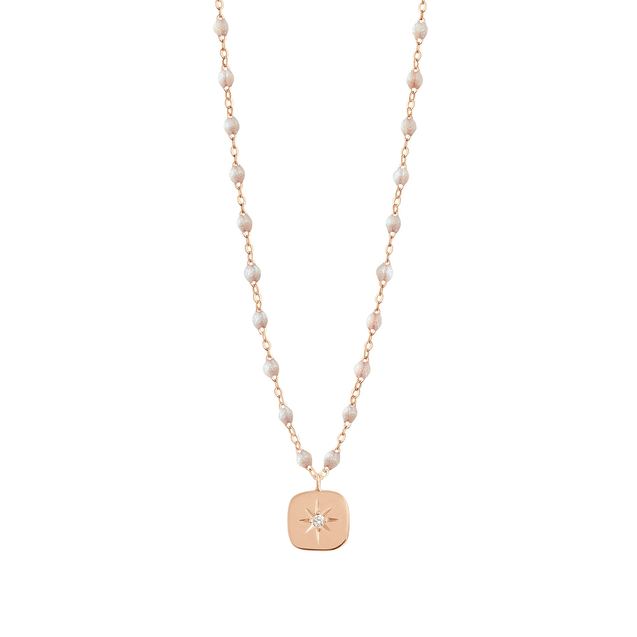 Gigi Clozeau - Collier opale Miss Gigi diamant, or rose, 42 cm