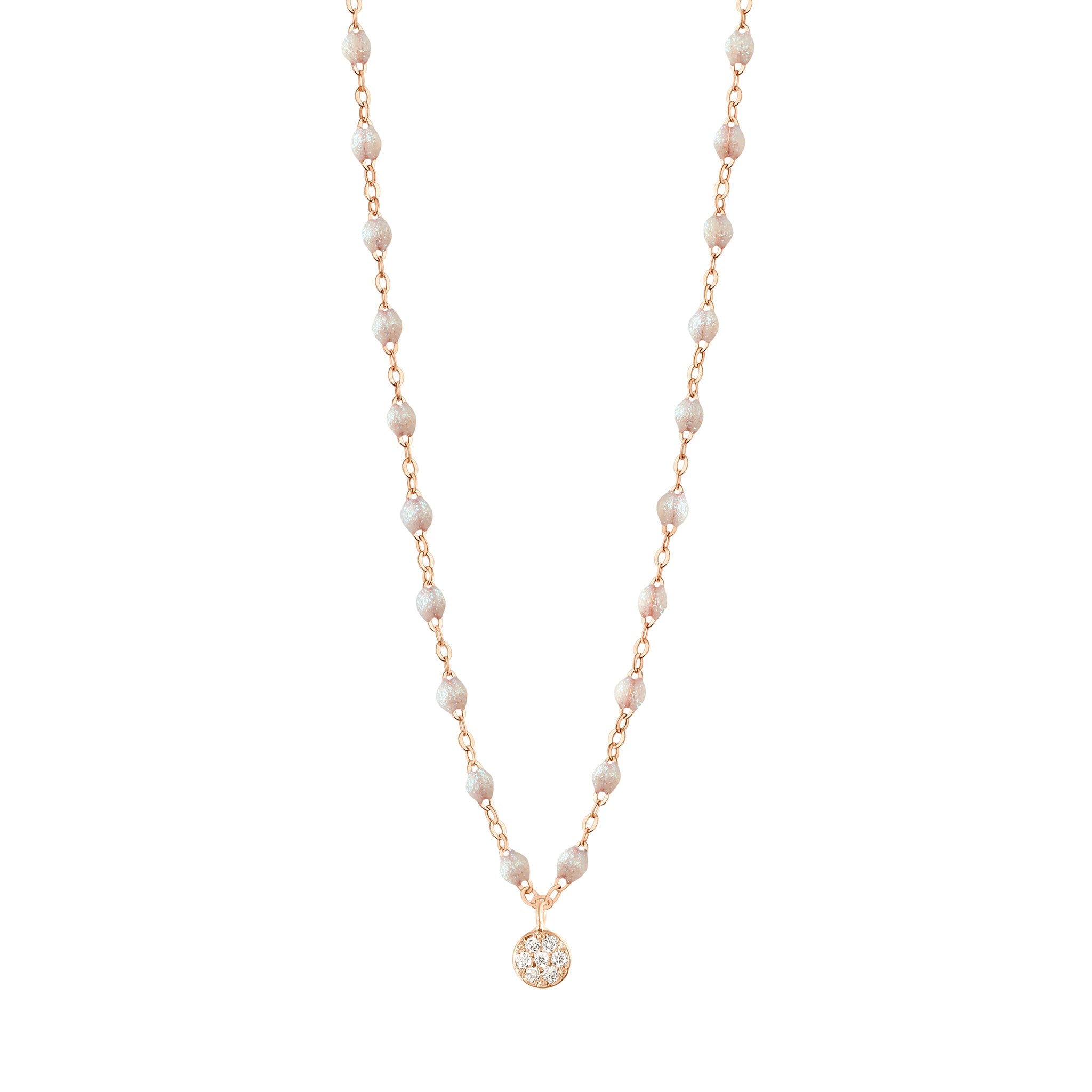 Gigi Clozeau - Collier opale Puce diamants, or rose, 42 cm