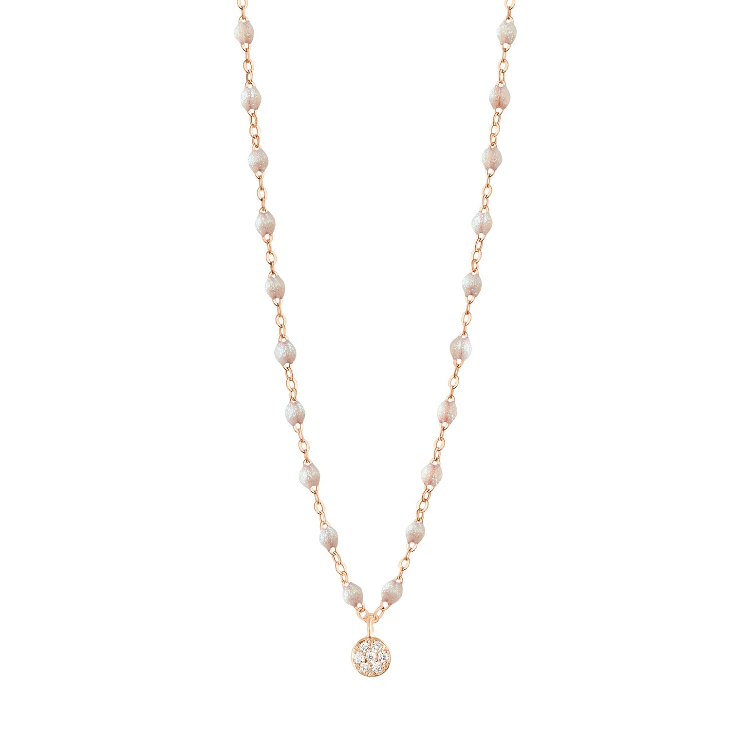 Gigi Clozeau - Collier opale Puce diamants, or rose, 42 cm