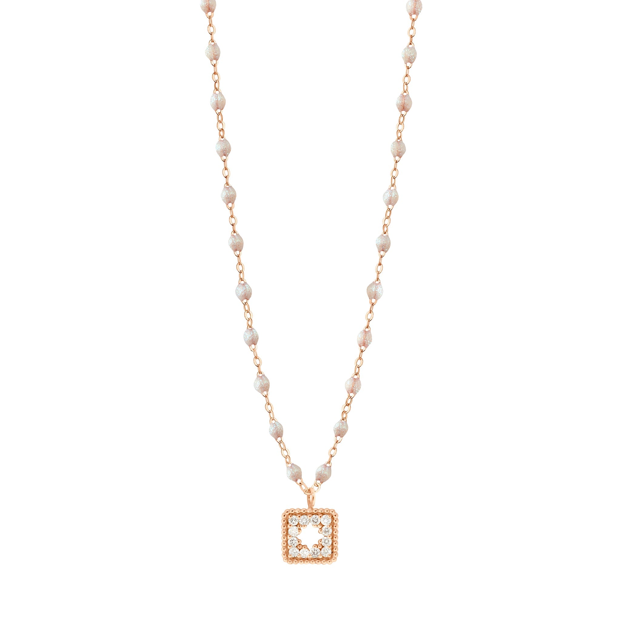 Gigi Clozeau - Collier opale Trésor, diamants, or rose, 42 cm