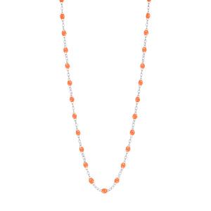 Gigi Clozeau - Collier orange fluo Classique Gigi, or blanc, 42 cm