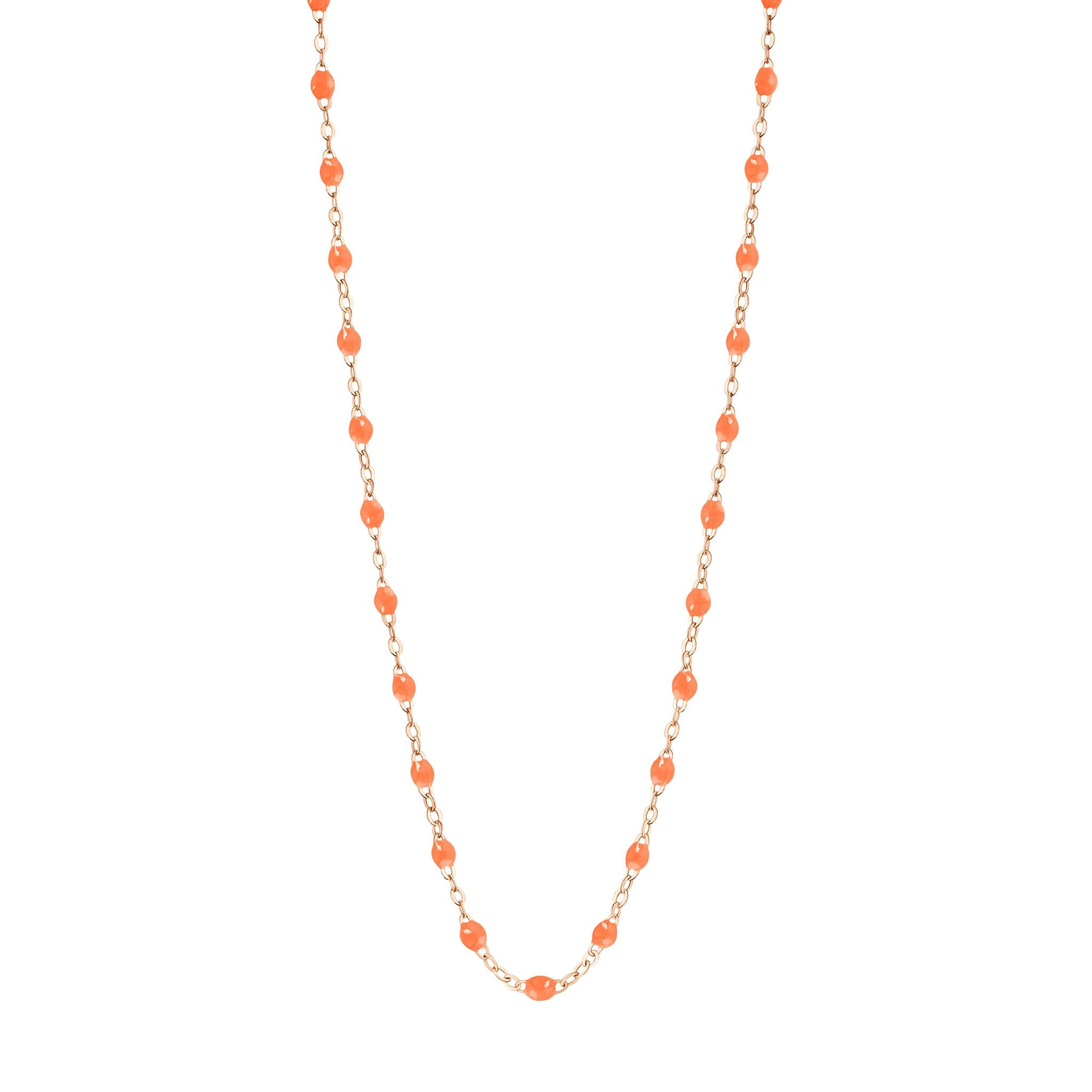 Gigi Clozeau - Collier orange fluo Classique Gigi, or rose, 50 cm